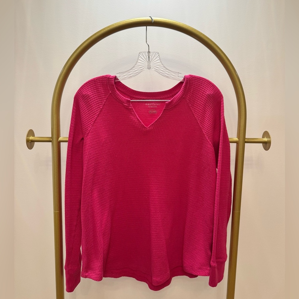 American Eagle Outfitters Hot Pink V-Neck Sweater